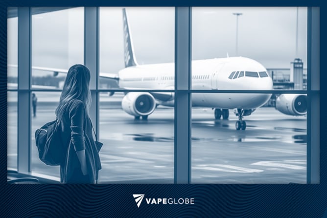 Frau wartet am Flughafen 