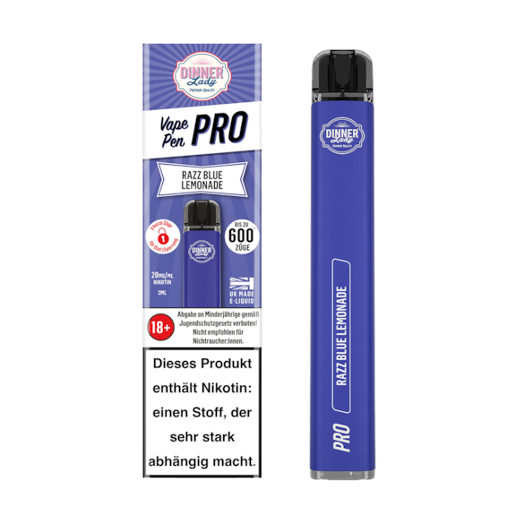 Dinner Lady Vape Pen Pro Razz Blue Lemonade 600